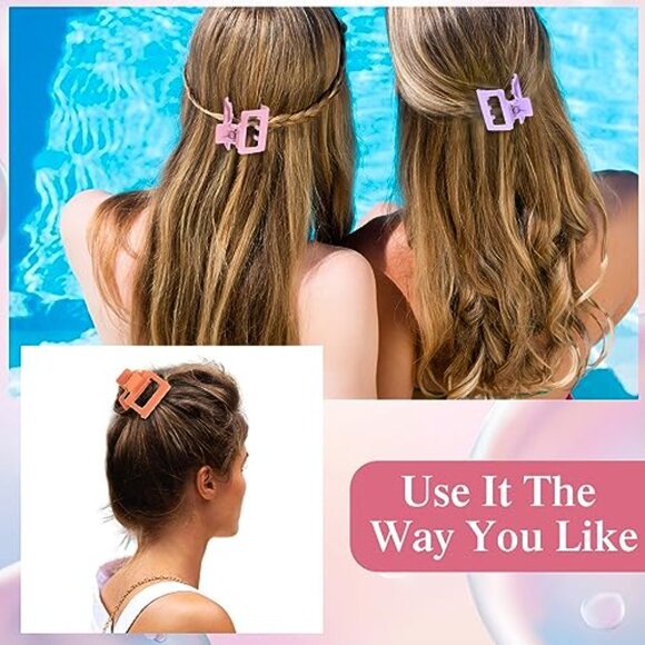 50 Pcs Medium Square Matte Claw Hair Clips Bulk Set main image 5